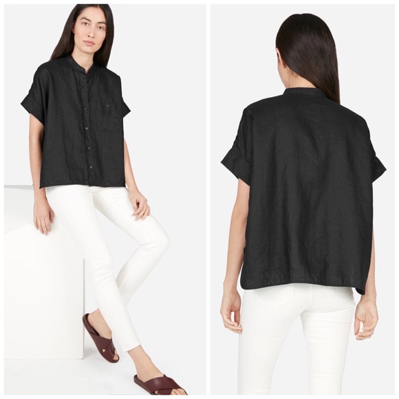 Everlane Tops - Everlane Collarless Short-Sleeve Square Shirt
